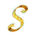 lettrine S effet bolduc couleur or fleurie 2D hyper realiste
