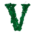 lettrine V lettre avec les feuilles platanes couleur vert anglais